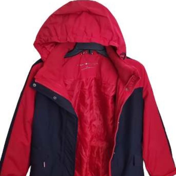 NEW Tommy Hilfiger 2 in 1 Jacket Women Size S Crimson/Navy - Picture 3 of 6